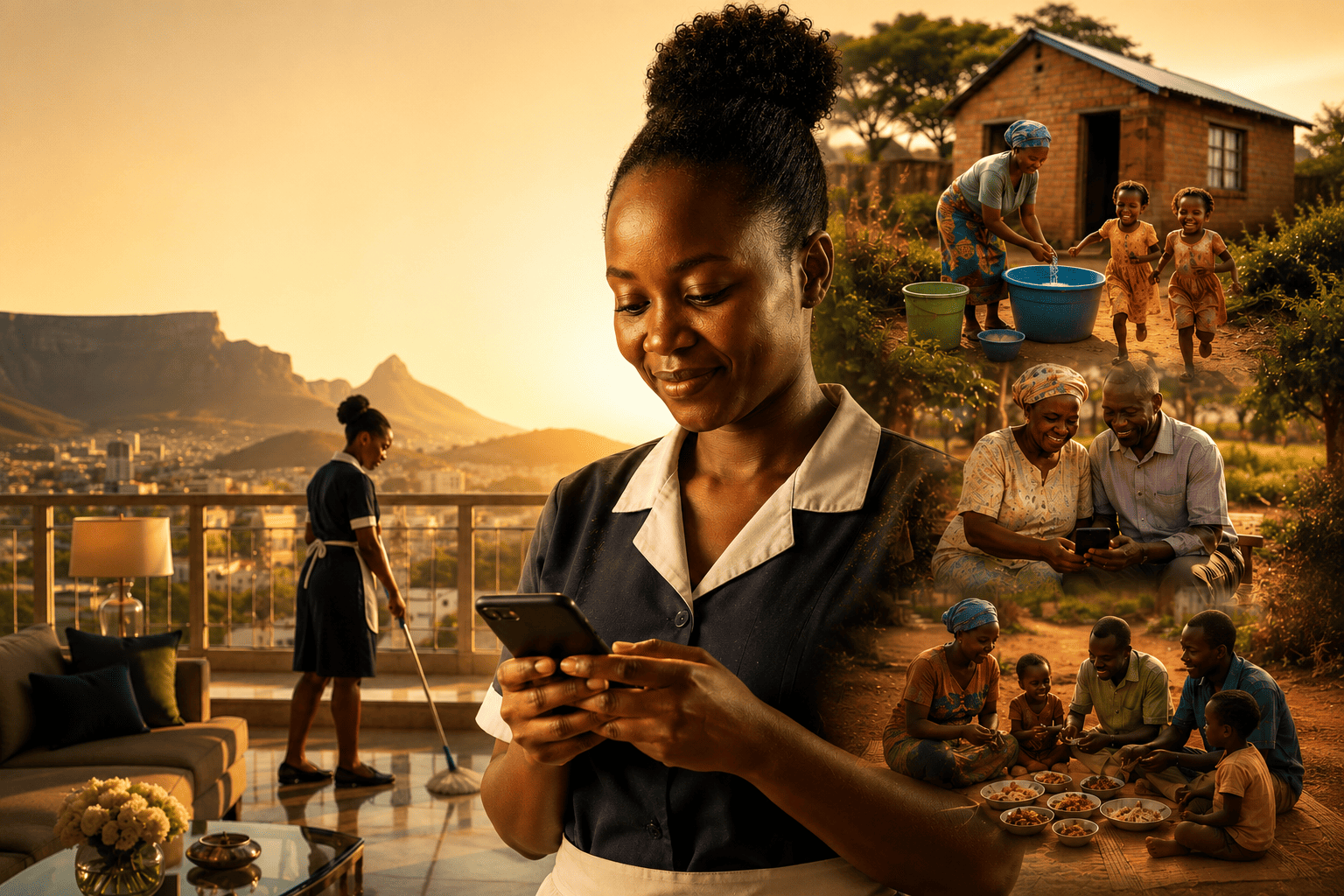 Happy people using phone